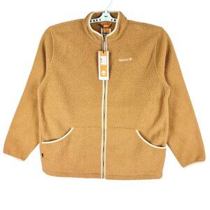 NWT Timberland Men's Full Zip Fleece Tan Sherpa Jacket Size XXL Stand-up Collar